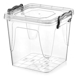 Quadratischer Behälter, Aufbewahrungsbox, Transparentbox, Kunststoffbox, Klappbox, Plastikbox – transparent – 1,80 Liter