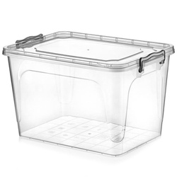 Rechteckig Behälter, Aufbewahrungsbox, Transparentbox, Kunststoffbox, Klappbox, Plastikbox – transparent – 30,00 Liter