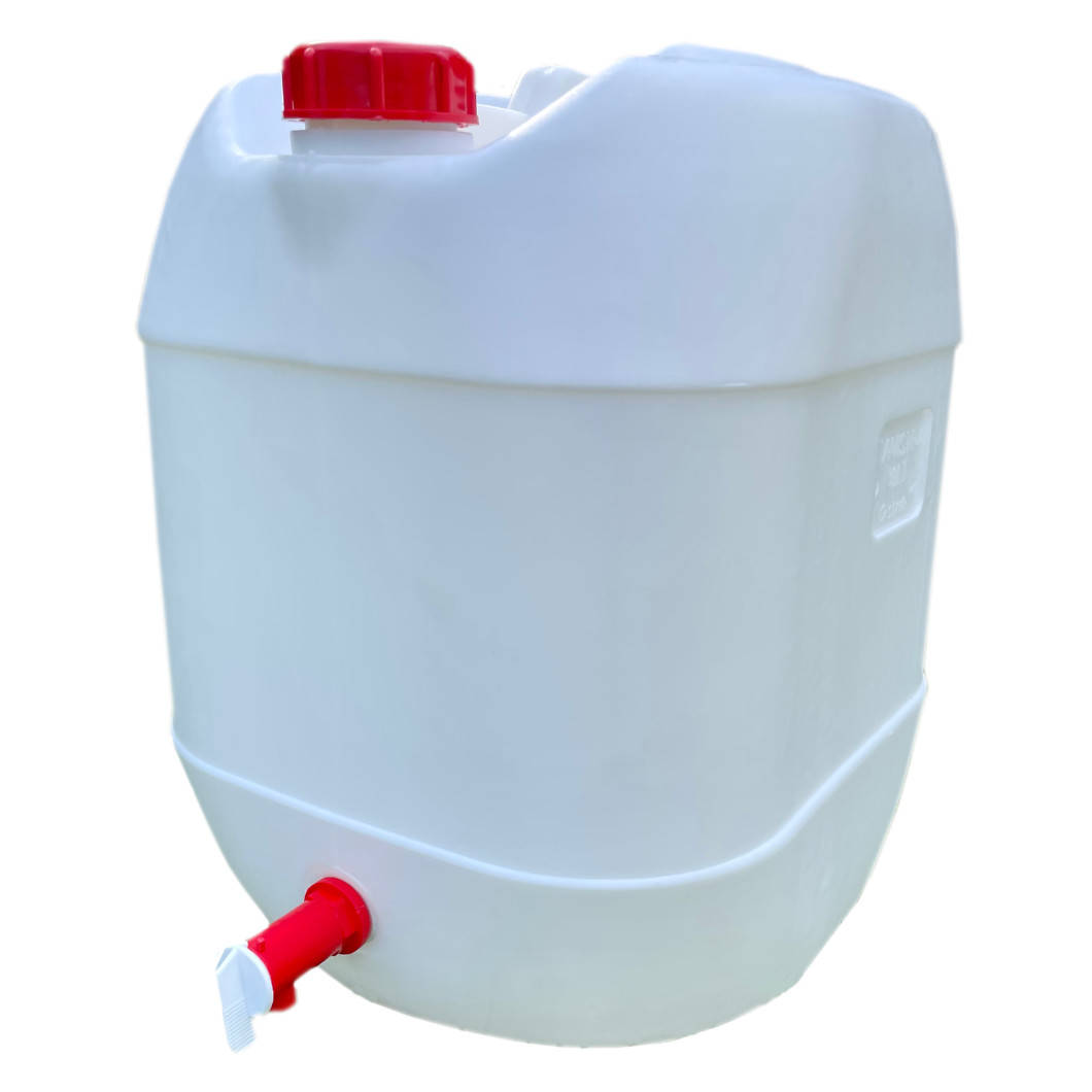 3er Set: 30 Liter Getränke u.Trinkwasserkanister Wassertank Behälter Natur  mit 1 Hahn und 3 Schraubdeckel (
