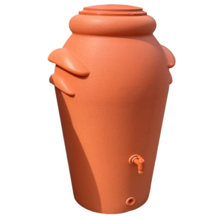  Regenwassertonne Regentonne Regenbehälter Regentank Regenfass mit Zapfhahn - 200 Liter -  terracotta