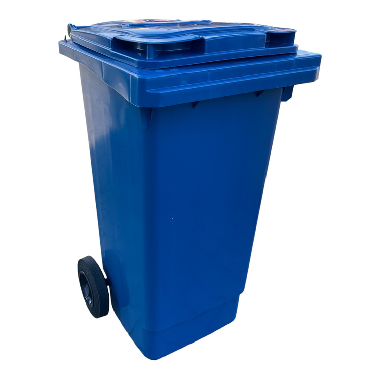 Mülltonne Abfalltonne Reststofftonne laufruhige Vollgummi-Räder - Blau -  120L