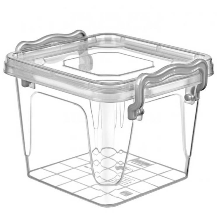 Quadratischer Behälter, Aufbewahrungsbox, Transparentbox, Kunststoffbox, Klappbox, Plastikbox – transparent – 0,55 Liter