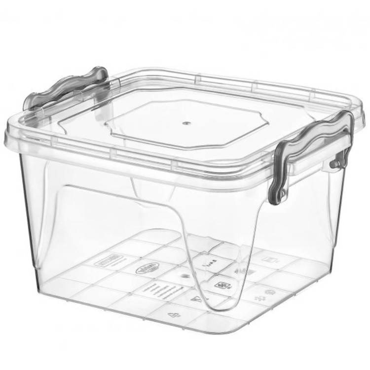 Quadratischer Behälter, Aufbewahrungsbox, Transparentbox, Kunststoffbox, Klappbox, Plastikbox – transparent – 1,20 Liter