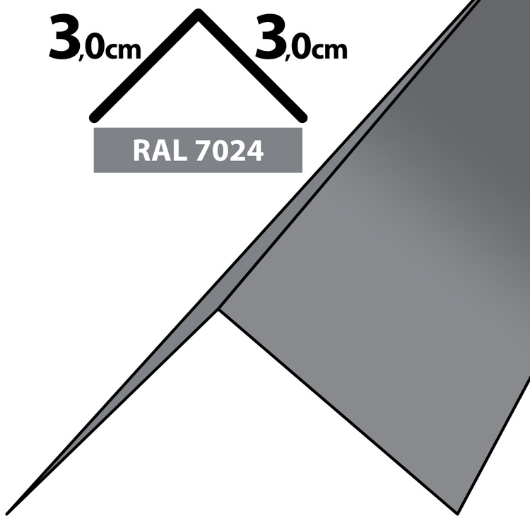 1m Winkelblech Kantblech Kante Blechwinkel pulverbeschichtetes 0,5mm, Zuschnitt 6cm -RAL-7024 Grau