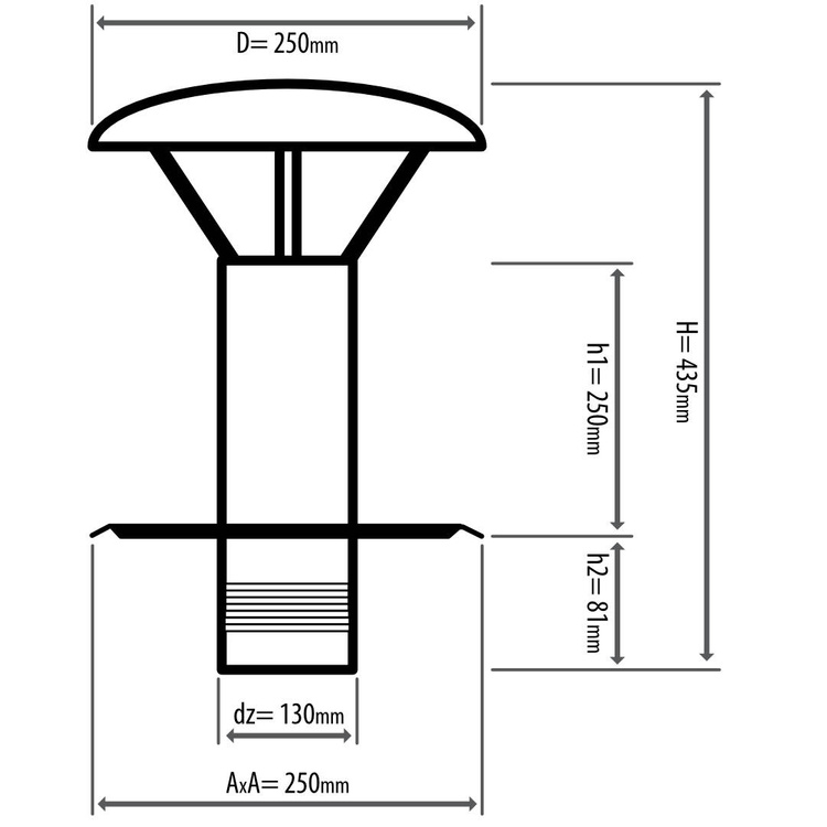 Belüftungskappe aus verzinktem Blech - Ø 130 mm