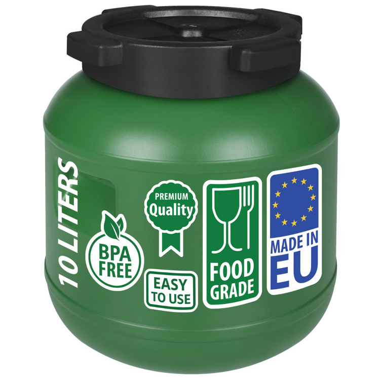 Weithalsfass Sauerkrautfas Regen Fass Gepäcktonne Camping, grün - 10 Liter