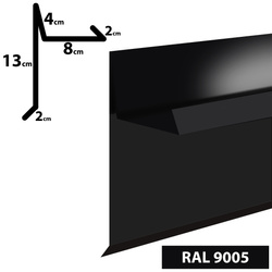 2m Ortgangblech II Windblech pulverbeschichtetes 0,5mm, Zuschnitt 30cm -RAL-9005 Schwarz