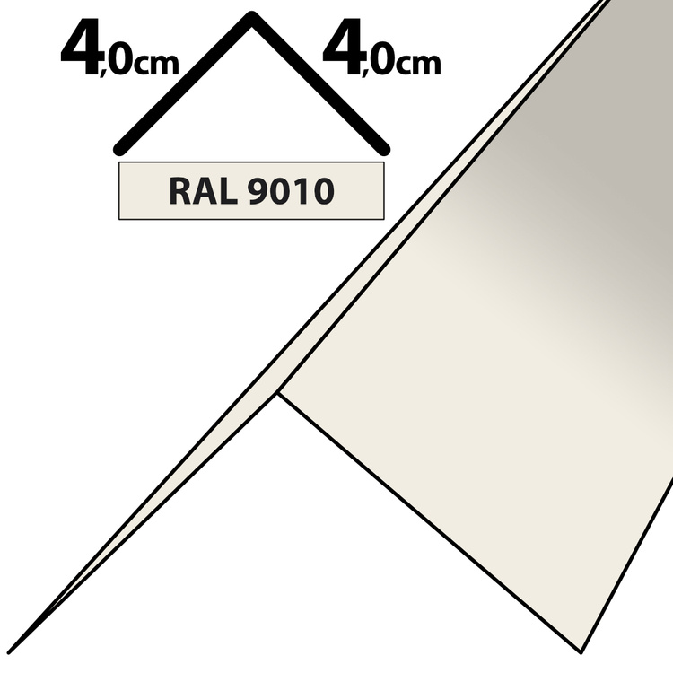 1m Winkelblech Kantblech Kante Blechwinkel pulverbeschichtetes 0,5mm, Zuschnitt 8cm -RAL-9010 Weiß 