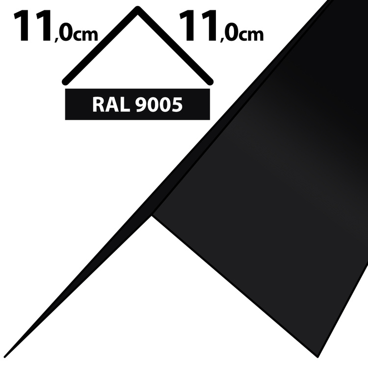 1m Winkelblech Kantblech Kante Blechwinkel pulverbeschichtetes 0,5mm, Zuschnitt 22cm -RAL-9005 Schwarz