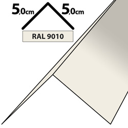 1m Winkelblech Kantblech Kante Blechwinkel pulverbeschichtetes 0,5mm, Zuschnitt 10cm -RAL-9010 Weiß