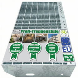 Metallstufe verzinkt Gitterroststufen Treppenstufen, Maschenweite 33x11 mm - 1000/270 mm