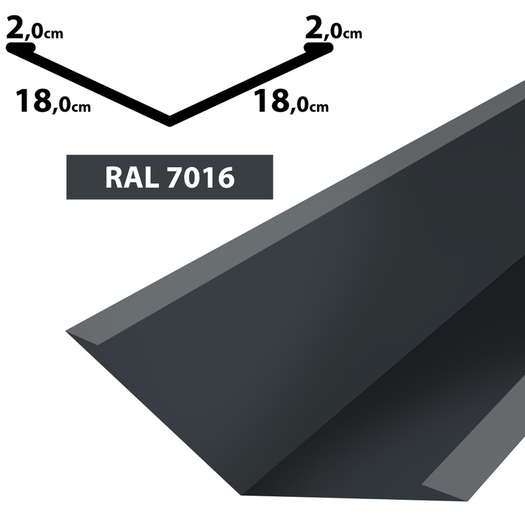 1m Kehlblech Kehle Dachblech Winkelblech pulverbeschichtetes 0,5mm, Zuschnitt 40cm -RAL-7016 Graphit