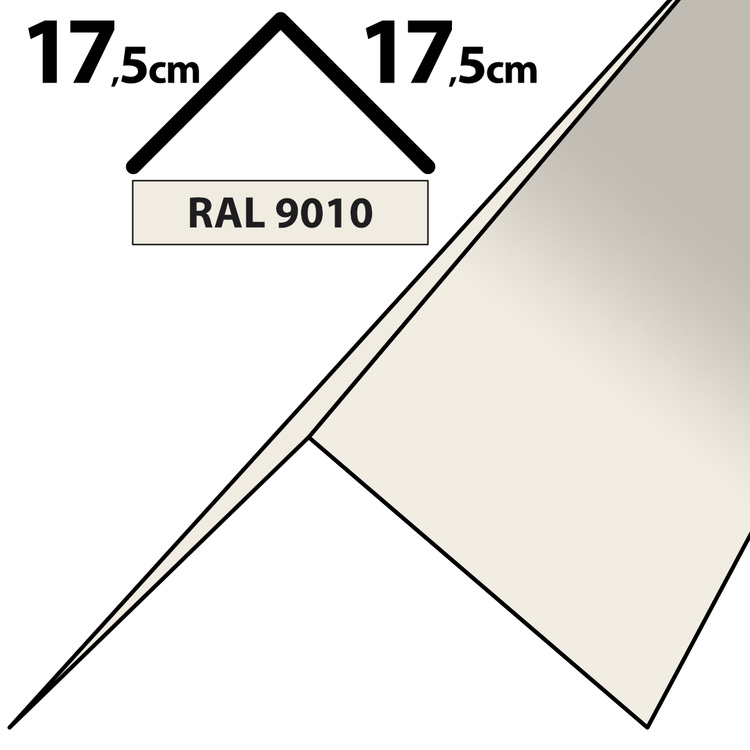 2m Winkelblech Kantblech Kante Blechwinkel pulverbeschichtetes 0,5mm, Zuschnitt 35cm -RAL-9010 Weiß 