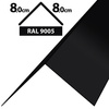 1m Winkelblech Kantblech Kante Blechwinkel pulverbeschichtetes 0,5mm, Zuschnitt 16cm -RAL-9005 Schwarz