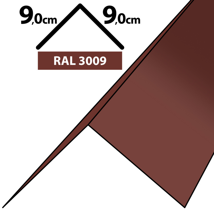 2m Winkelblech Kantblech Kante Blechwinkel pulverbeschichtetes 0,5mm, Zuschnitt 18cm -3009 Oxidrot / Kastanie