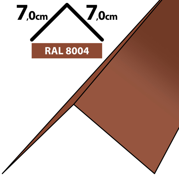 1m Winkelblech Kantblech Kante Blechwinkel pulverbeschichtetes 0,5mm, Zuschnitt 14cm -RAL-8004 Ziegelrot