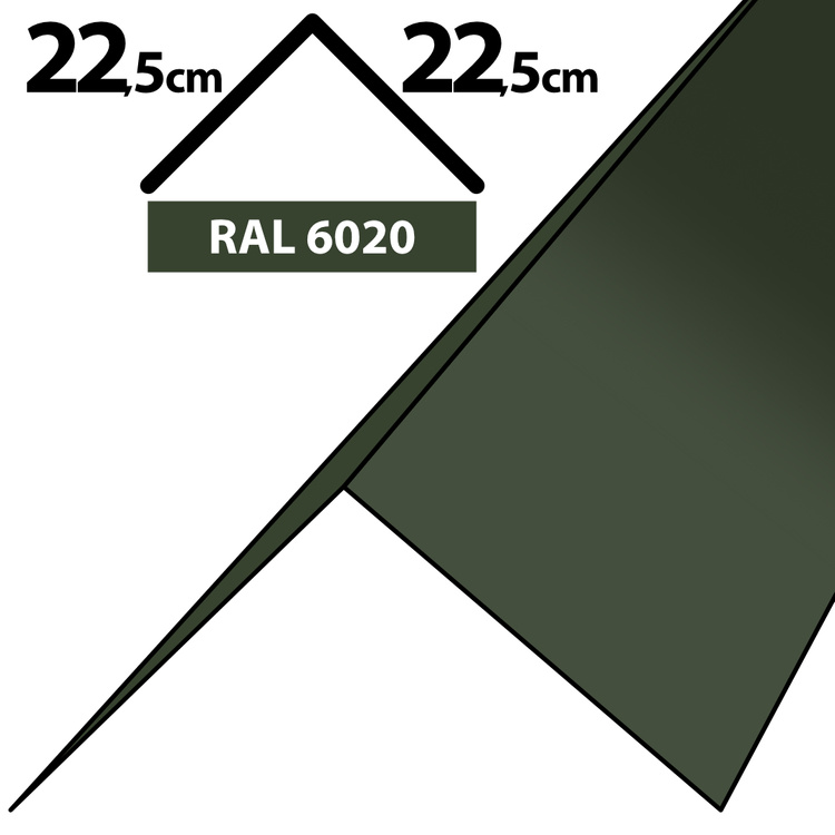 2m Winkelblech Kantblech Kante Blechwinkel pulverbeschichtetes 0,5mm, Zuschnitt 45cm -RAL-6020 Chromooxidgrün