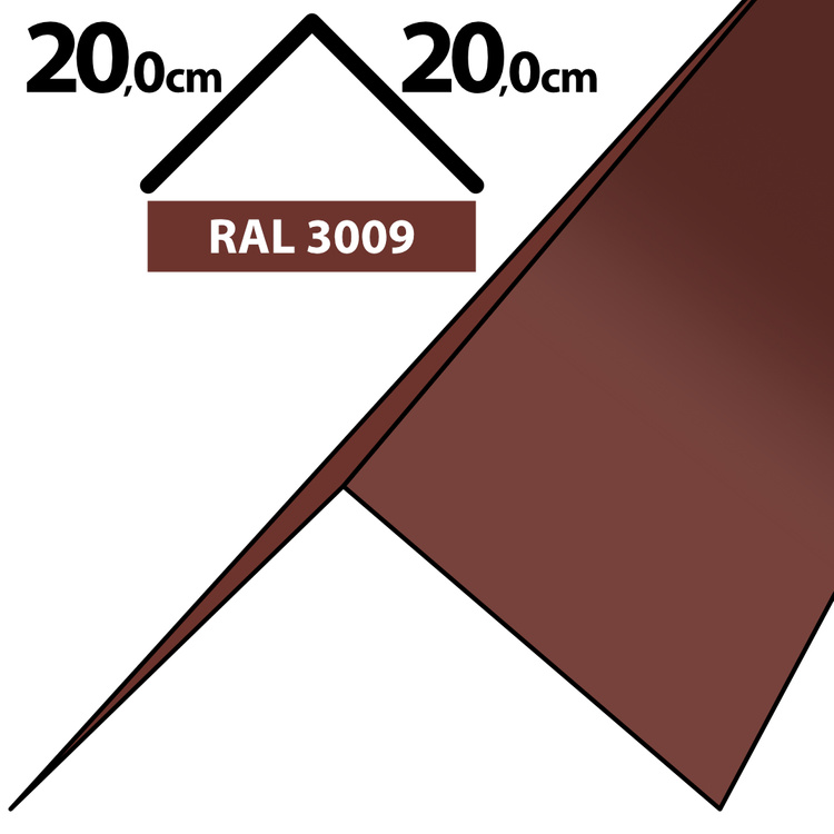 1m Winkelblech Kantblech Kante Blechwinkel pulverbeschichtetes 0,5mm, Zuschnitt 40cm -RAL-3009 Oxidrot / Kastanie