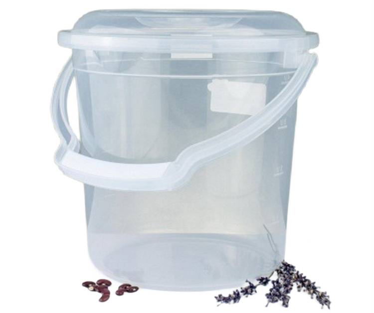 Eimer, Plastikeimer, Haushaltseimer, Wassereimer, Kunststoffeimer mit Tragebügel Skala und Deckel, transparent - 15L