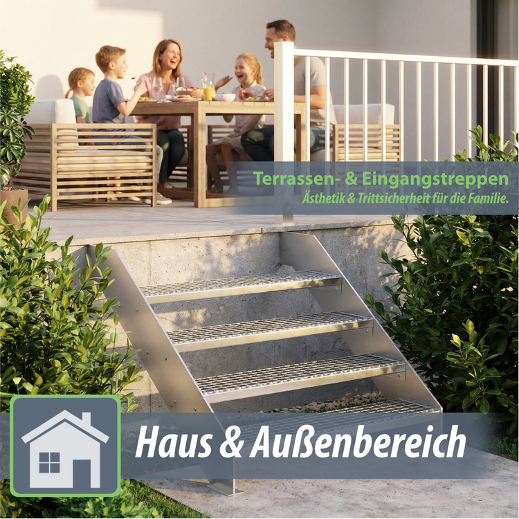 Metallstufe verzinkt Gitterroststufen Treppenstufen, Maschenweite 34x38mm - 900/240 mm