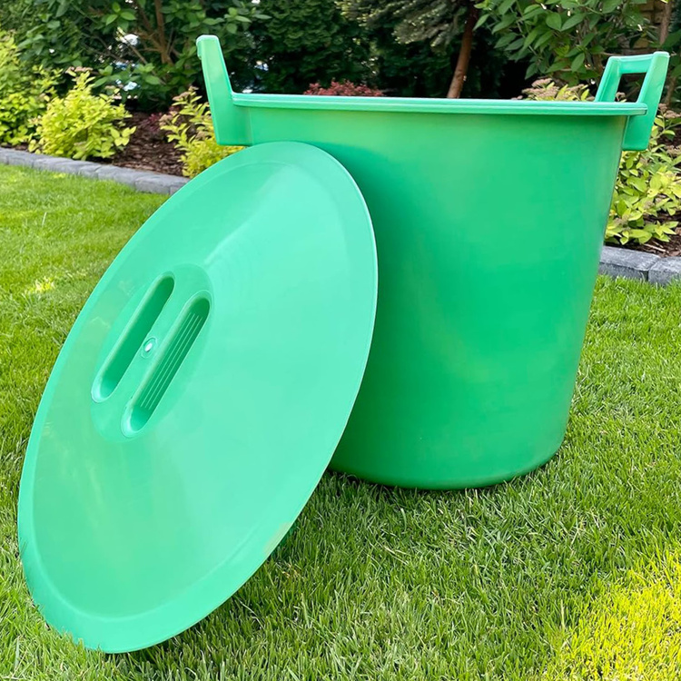 Eimer 40 L, Kübel aus Kunststoff, mit 2 Griffen für Einfaches Tragen, Behälter für BAU, Garten und Heimwerkarbeiten, Stabil & Bequem, Putzeimer, Mörteleimer - grün