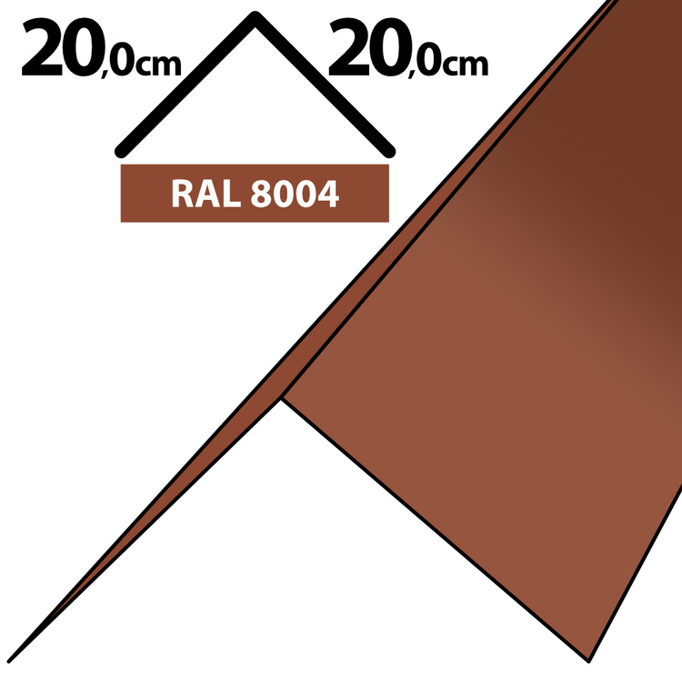 2m Winkelblech Kantblech Kante Blechwinkel pulverbeschichtetes 0,5mm, Zuschnitt 40cm -RAL-8004 Ziegelrot