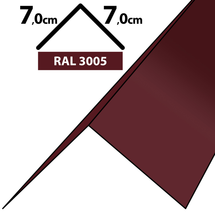 1m Winkelblech Kantblech Kante Blechwinkel pulverbeschichtetes 0,5mm, Zuschnitt 14cm -RAL-3005 Weinrot