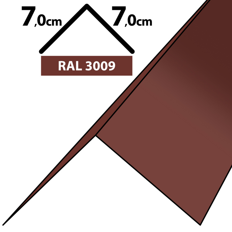 1m Winkelblech Kantblech Kante Blechwinkel pulverbeschichtetes 0,5mm, Zuschnitt 14cm -RAL-3009 Oxidrot / Kastanie