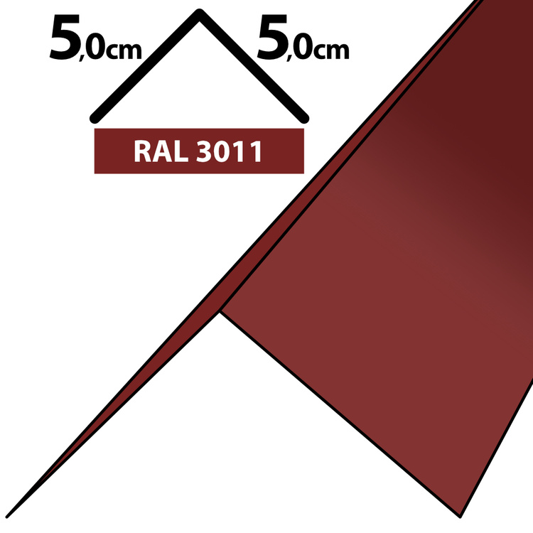 1m Winkelblech Kantblech Kante Blechwinkel pulverbeschichtetes 0,5mm, Zuschnitt 10cm -RAL-3011 Rot