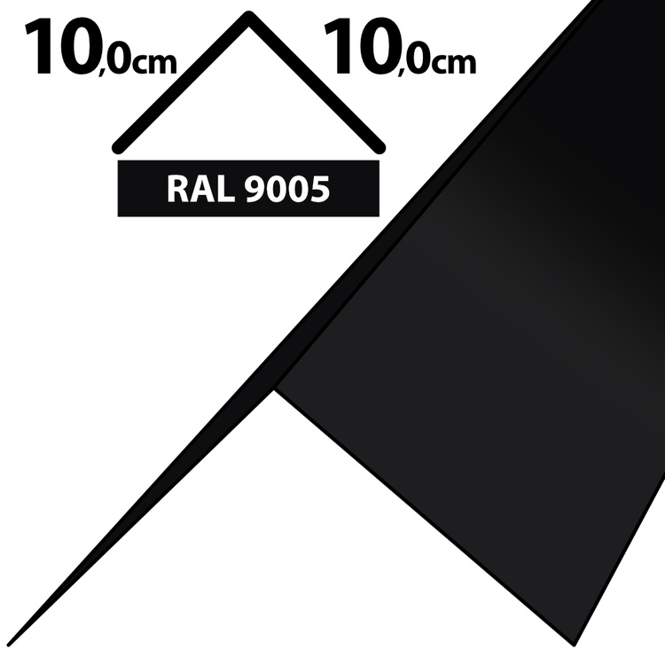 1m Winkelblech Kantblech Kante Blechwinkel pulverbeschichtetes 0,5mm, Zuschnitt 20cm -RAL-9005 Schwarz