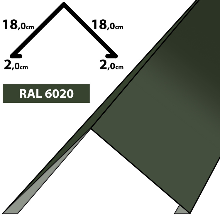 1m Firstblech Dachblech pulverbeschichtetes Zuschnitt 40cm -RAL-6020 Chromooxidgrün