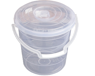 Eimer, Plastikeimer, Haushaltseimer, Wassereimer, Kunststoffeimer mit Tragebügel Skala und Deckel, transparent - 13L