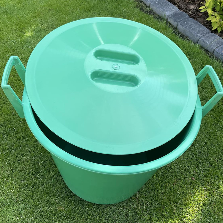 Eimer 40 L, Kübel aus Kunststoff, mit 2 Griffen für Einfaches Tragen, Behälter für BAU, Garten und Heimwerkarbeiten, Stabil & Bequem, Putzeimer, Mörteleimer - grün