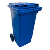 Mülltonne Abfalltonne Reststofftonne laufruhige Vollgummi-Räder - Blau -  120L