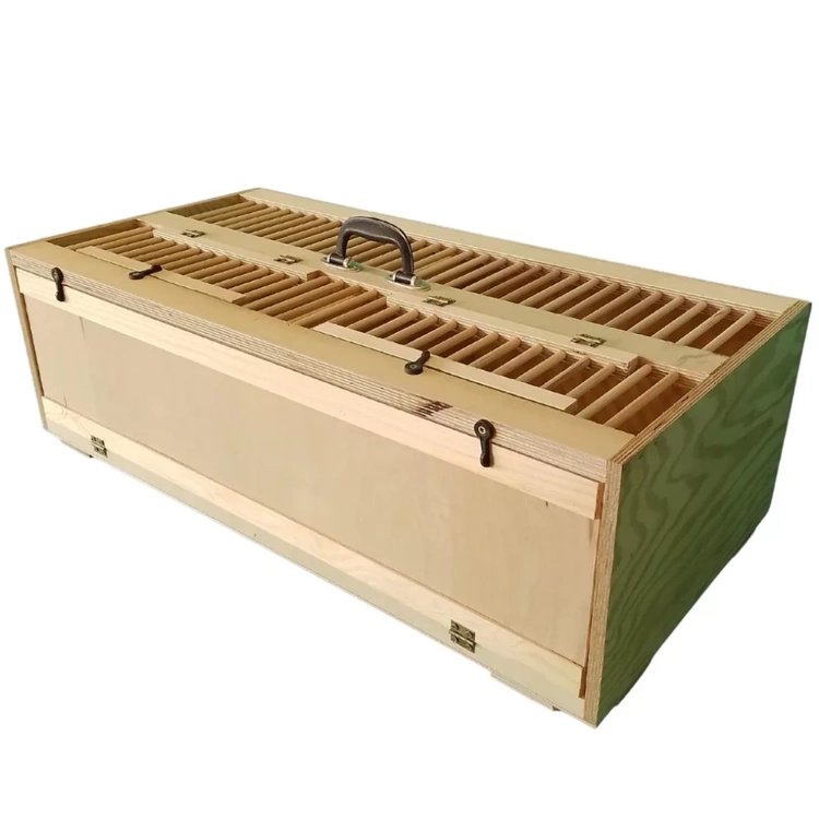 Transportkiste aus Sperrholz mit aufklappbarem Deckel - 80x40 cm