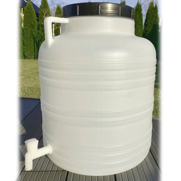 Weithalsfass Sauerkrautfas Regen Fass Gepäcktonne Camping - mit Tap - 60 Liter - weiß