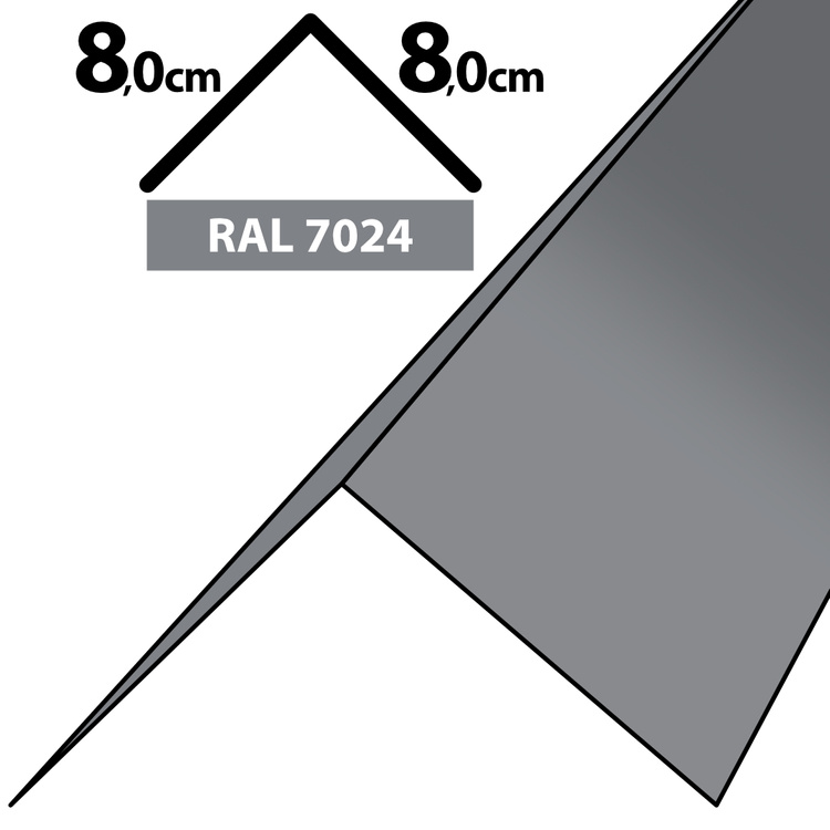 1m Winkelblech Kantblech Kante Blechwinkel pulverbeschichtetes 0,5mm, Zuschnitt 16cm -RAL-7024 Grau