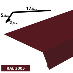 1m Traufblech, Pulverbeschichtetes Rinneneinhang-Dachblech, Zuschnitt 25cm -RAL-3005 Weinrot
