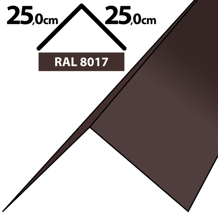 1m Winkelblech Kantblech Kante Blechwinkel pulverbeschichtetes 0,5mm, Zuschnitt 50cm -RAL-8017 Braun