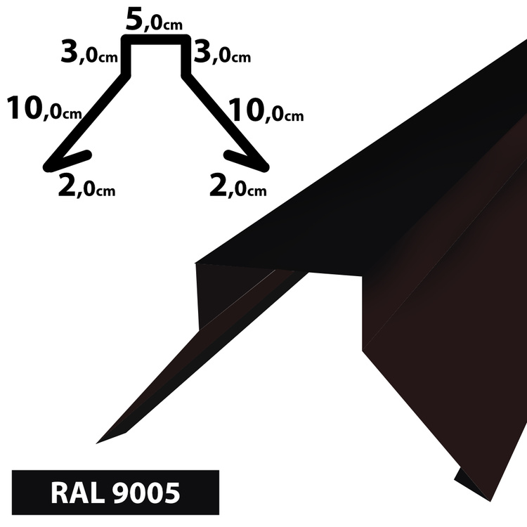 1m Firstblech Trapez Firstabschluss Dachblech pulverbeschichtetes, Zuschnitt 35 cm -RAL-9005 Schwarz