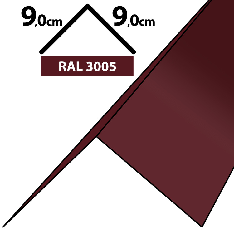 2m Winkelblech Kantblech Kante Blechwinkel pulverbeschichtetes 0,5mm, Zuschnitt 18cm -RAL-3005 Weinrot