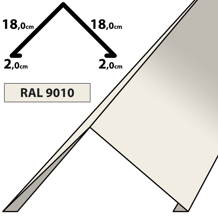 1m Firstblech Dachblech pulverbeschichtetes Zuschnitt 40cm -RAL-9010 Weiß