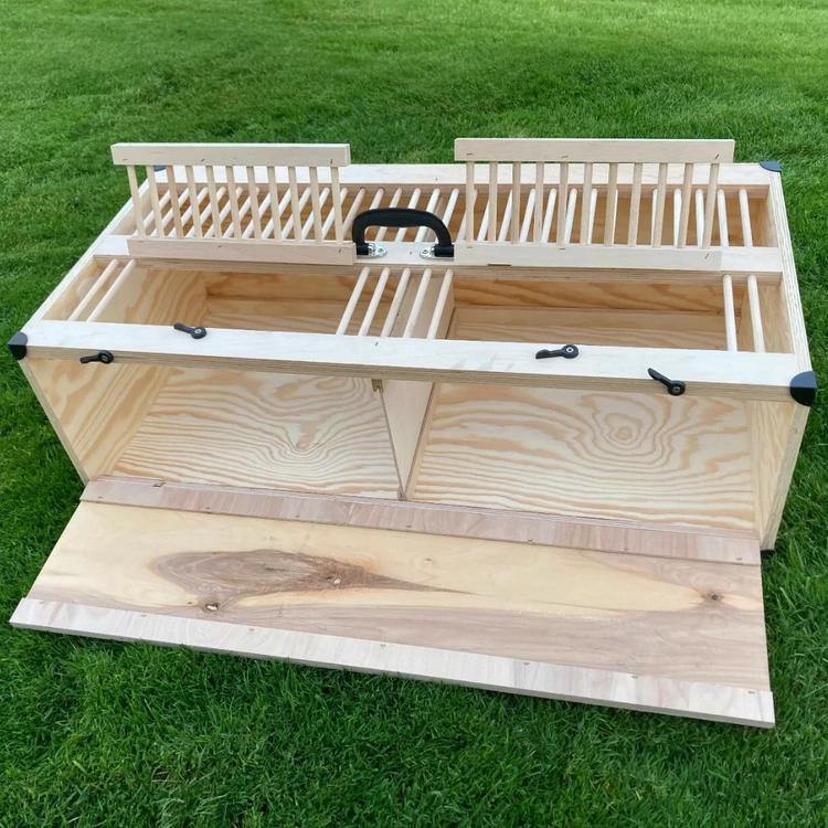 Transportkiste aus Sperrholz mit aufklappbarem Deckel - 80x40 cm