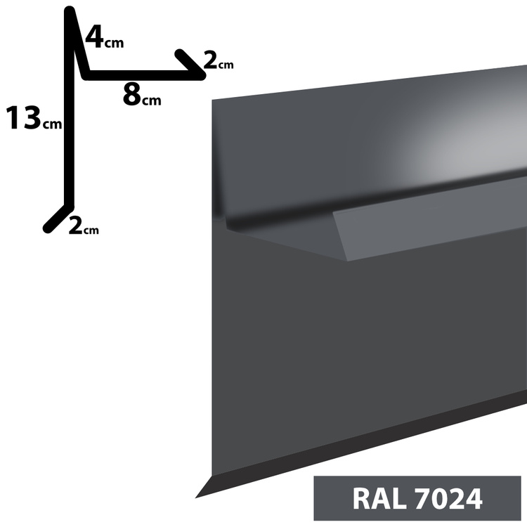 1m Ortgangblech II Windblech pulverbeschichtetes 0,5mm, Zuschnitt 30cm -RAL-7024 Grau