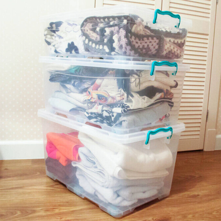 Quadratischer Behälter, Aufbewahrungsbox, Transparentbox, Kunststoffbox, Klappbox, Plastikbox – transparent – 0,55 Liter