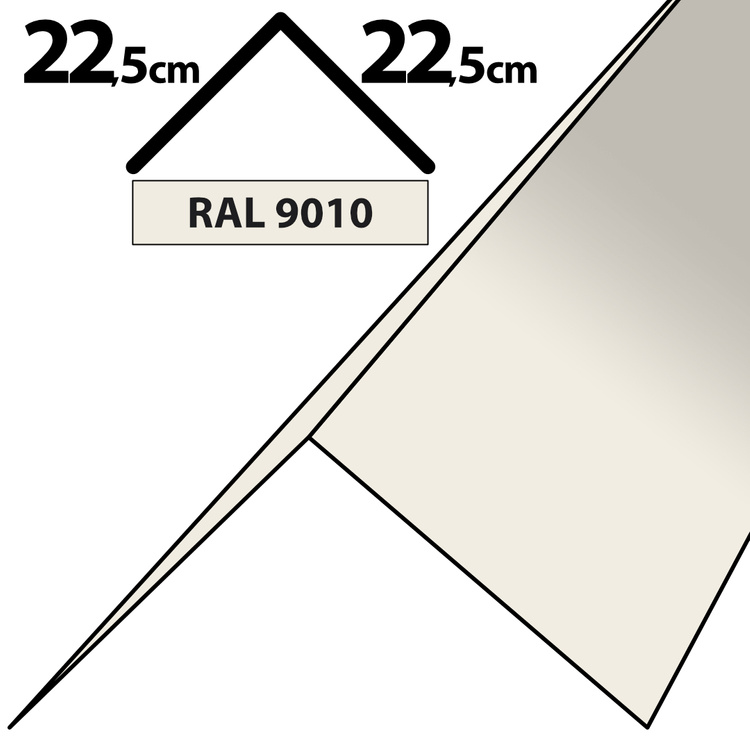 1m Winkelblech Kantblech Kante Blechwinkel pulverbeschichtetes 0,5mm, Zuschnitt 45cm -RAL-9010 Weiß 