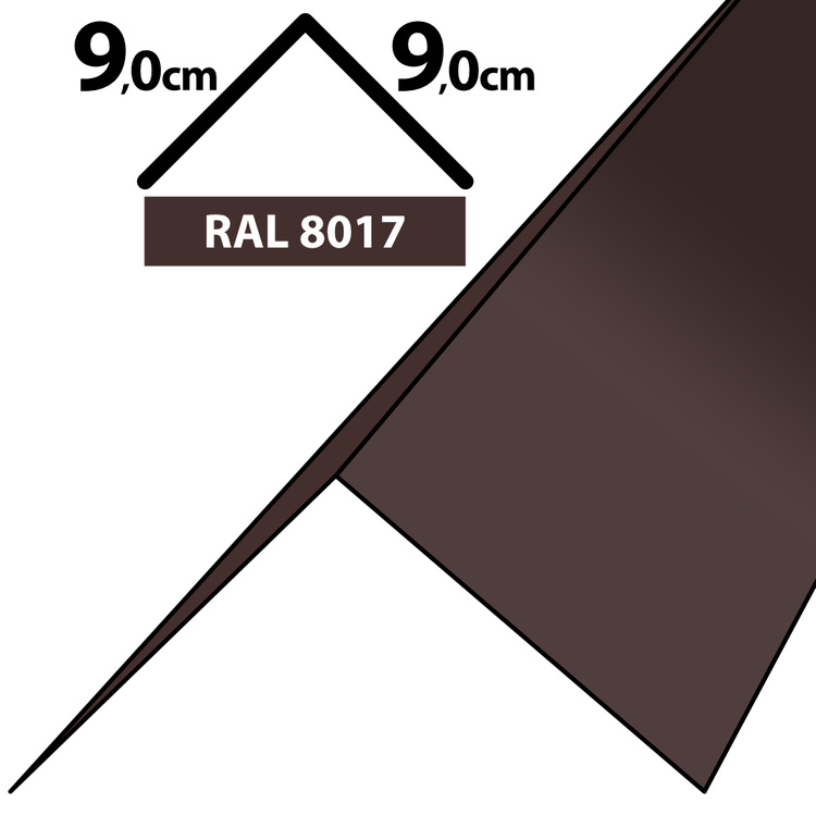 2m Winkelblech Kantblech Kante Blechwinkel pulverbeschichtetes 0,5mm, Zuschnitt 18cm -RAL-8017 Braun