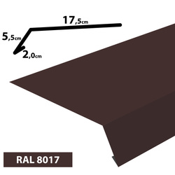 1m Traufblech, Pulverbeschichtetes Rinneneinhang-Dachblech, Zuschnitt 25cm -RAL-8017 Braun
