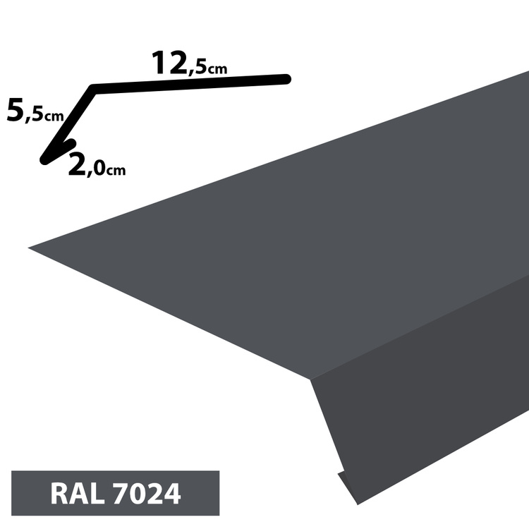 2m Traufblech, Pulverbeschichtetes Rinneneinhang-Dachblech, Zuschnitt 20cm -RAL-7024 Grau