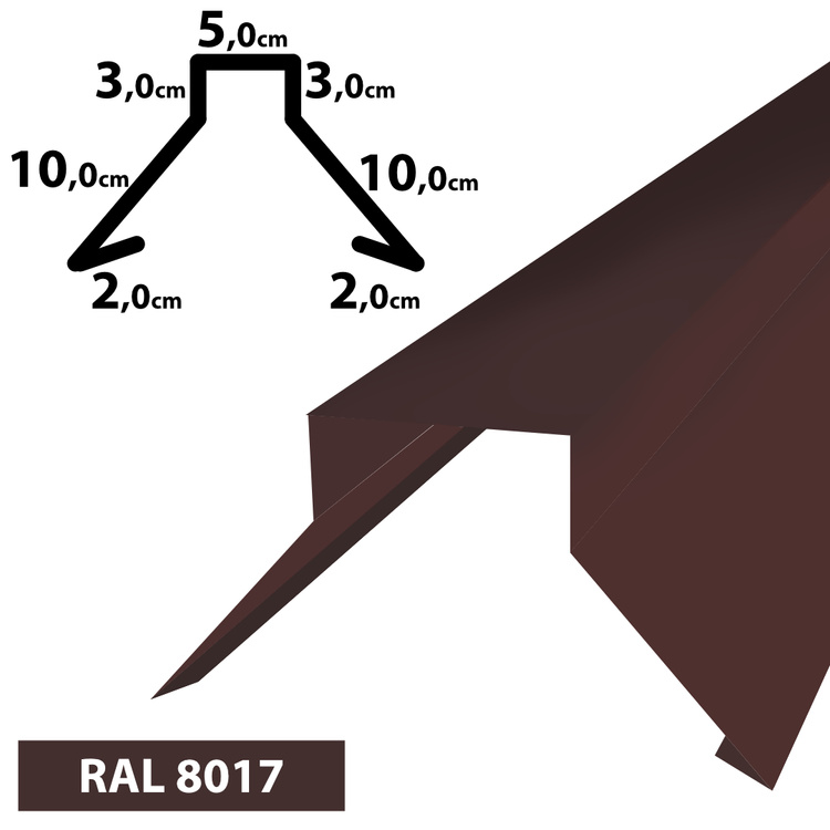 1m Firstblech Trapez Firstabschluss Dachblech pulverbeschichtetes, Zuschnitt 35 cm -RAL-8017 Braun